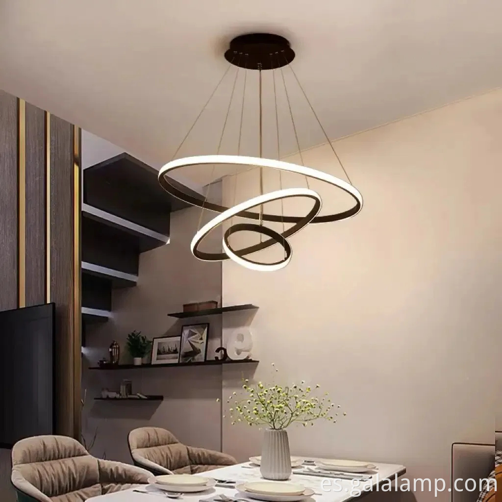Luz colgante de anillo de círculo decorativo de lujo para sala de estar moderna